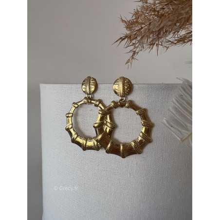 Boucles d'oreilles bohème dorées acier inoxydables bijoux grecy