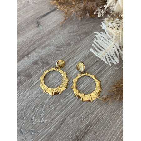 Boucles d'oreilles bohème dorées acier inoxydables bijoux grecy