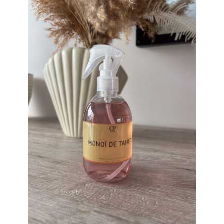 Parfum brume textile Monoï Tahiti maison linge propre sent bon grecy