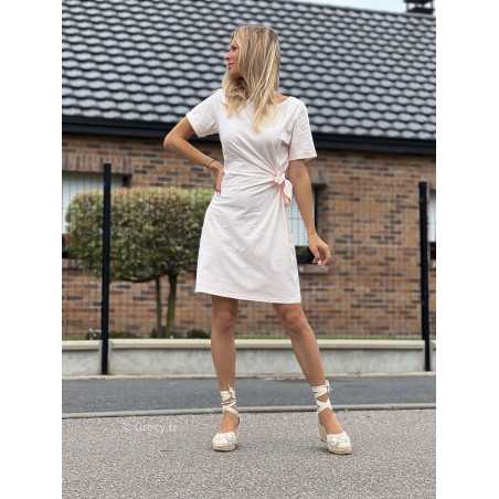 Robe nouée beige tendance mode courte cintrée zara mango sézane