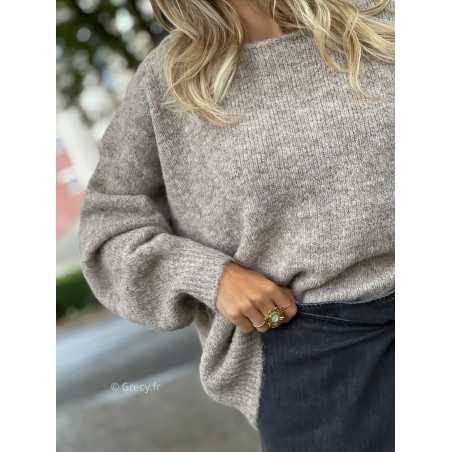 Pull doudou taupe loose automne 2023 mode tendance blogueuse zara mango hiver confort doux