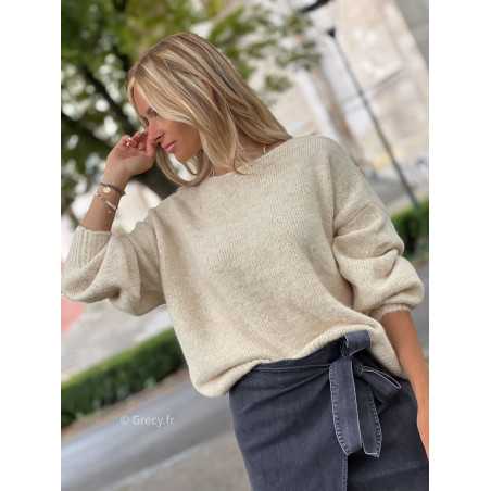 Pull doudou beige loose automne 2023 mode tendance blogueuse zara mango hiver confort doux