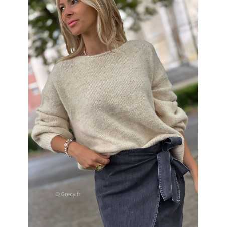 Pull doudou beige loose automne 2023 mode tendance blogueuse zara mango hiver confort doux