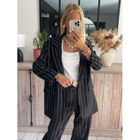 blazer rayures ensemble rayé pantalon costume tailleur chic grecy mode tendance zara mango