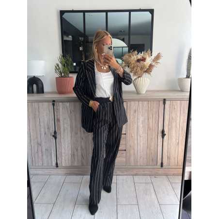 blazer rayures ensemble rayé pantalon costume tailleur chic grecy mode tendance zara mango