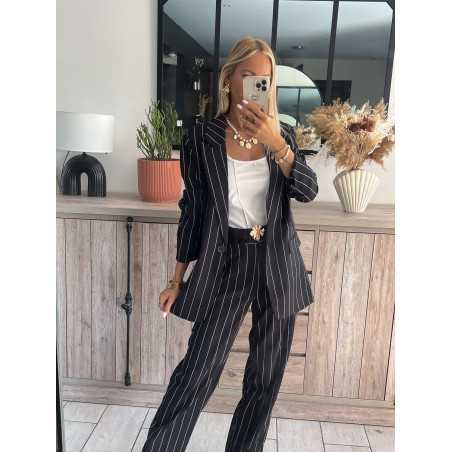 blazer rayures ensemble rayé pantalon costume tailleur chic grecy mode tendance zara mango