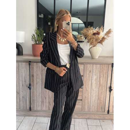 blazer rayures ensemble rayé pantalon costume tailleur chic grecy mode tendance zara mango