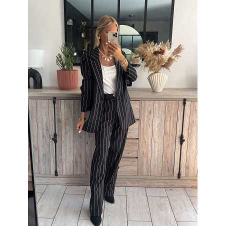 blazer rayures ensemble rayé pantalon costume tailleur chic grecy mode tendance zara mango