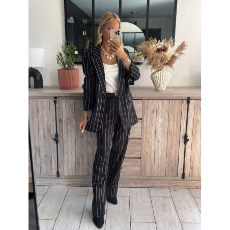 blazer rayures ensemble rayé pantalon costume tailleur chic grecy mode tendance zara mango