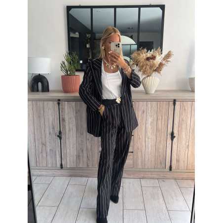 blazer rayures ensemble rayé pantalon costume tailleur chic grecy mode tendance zara mango