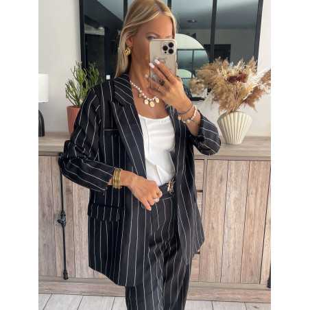 blazer rayures ensemble rayé pantalon costume tailleur chic grecy mode tendance zara mango