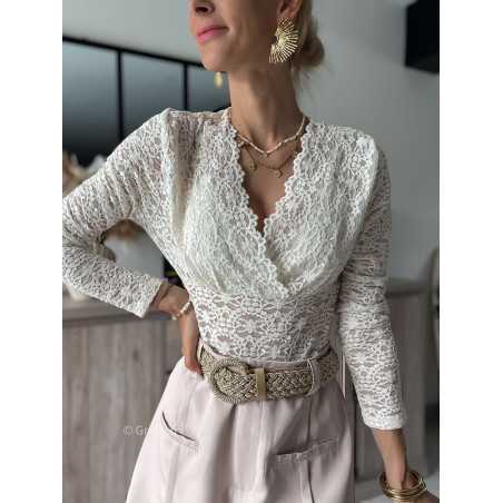 body dentelles blanc manches longues chic grecy mode tendance look blogueuse zara mango