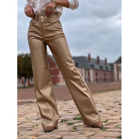 Pantalon simili cuir gold doré automne hiver mode tendance grecy