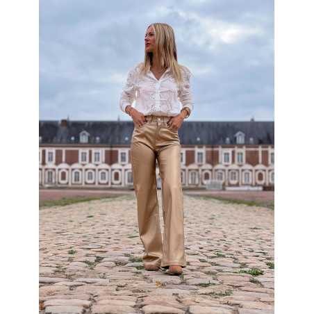 Pantalon simili cuir gold doré automne hiver mode tendance grecy