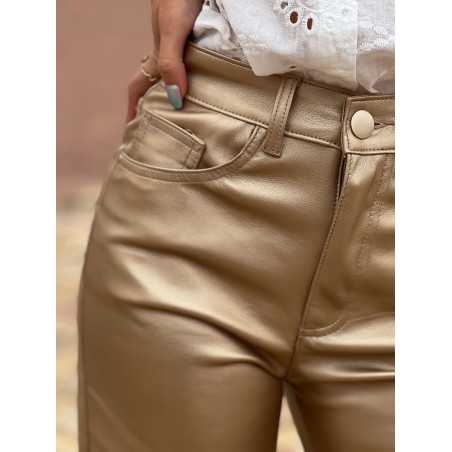 Pantalon simili cuir gold doré automne hiver mode tendance grecy