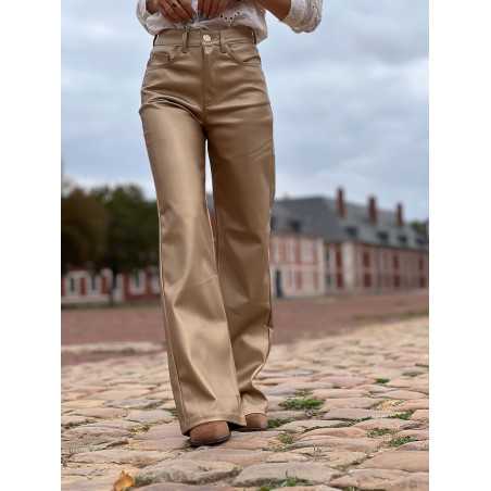 Pantalon simili cuir gold doré automne hiver mode tendance grecy