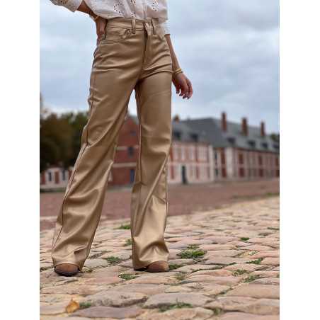 Pantalon simili cuir gold doré automne hiver mode tendance grecy