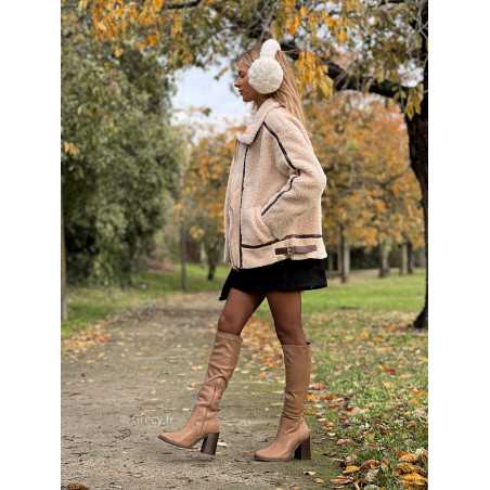 bottes taupe marron hautes talons automne hiver 2023 mode outfit sézane zara mango