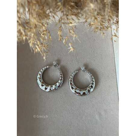 boucles d'oreilles créoles anneaux bijoux acier inoxydable argent doré