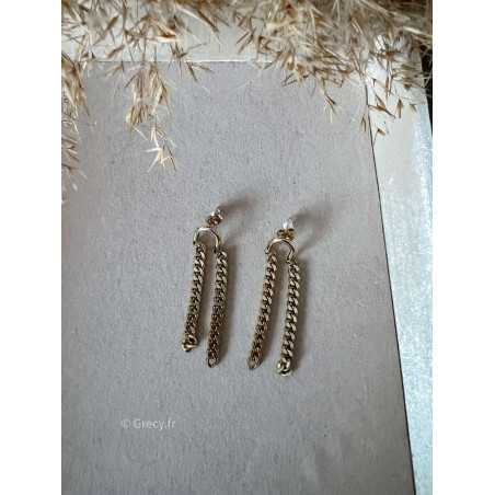 boucles d'oreilles bijoux acier inoxydable argent doré