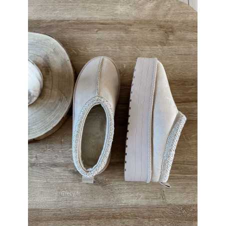 Mules plateforme suédine beige ugg tasman tazz Grecy mode chaussures