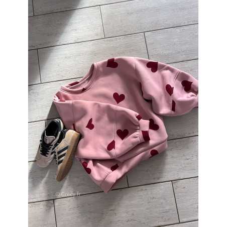 sweat pull rose coeurs rouge saint Valentin mode tendance chic grecy outfit ootd printemps