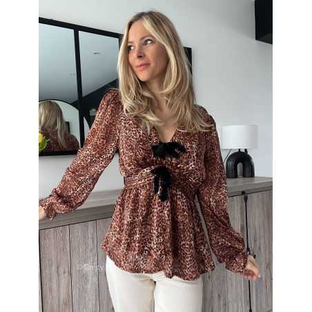 blouse noeuds nouée leopard fluide printemps été grecy mode outfit ootd look tendance