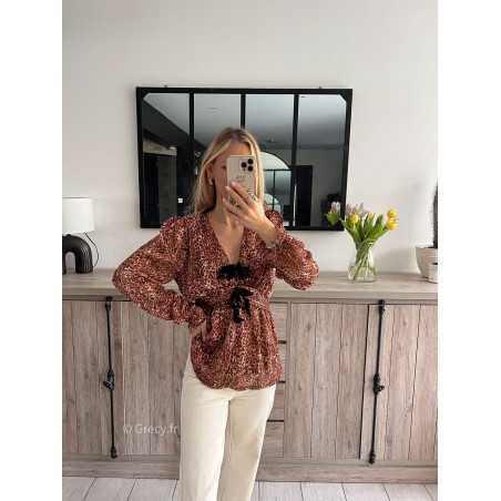 blouse noeuds nouée leopard fluide printemps été grecy mode outfit ootd look tendance