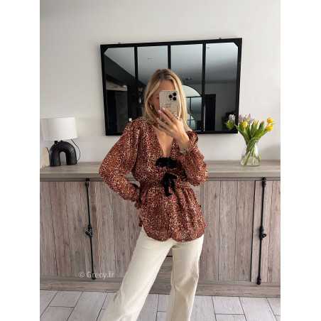 blouse noeuds nouée leopard fluide printemps été grecy mode outfit ootd look tendance