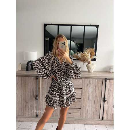 chemise oversize gaze de coton leopard printemps grecy mode ootd tenue look tendance