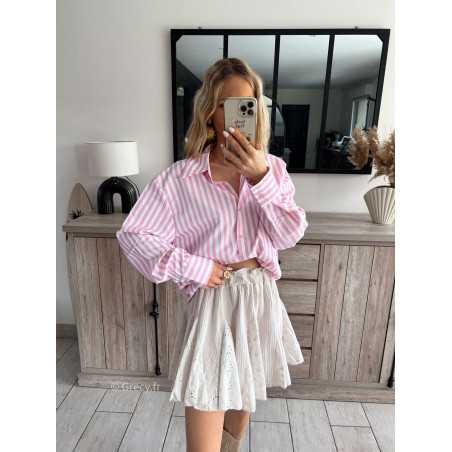 chemise blouse rayé rose rayures été printemps 2024 mode grecy tenue ootd outfit look