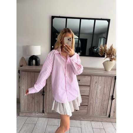 chemise blouse rayé rose rayures été printemps 2024 mode grecy tenue ootd outfit look