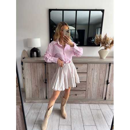 chemise blouse rayé rose rayures été printemps 2024 mode grecy tenue ootd outfit look