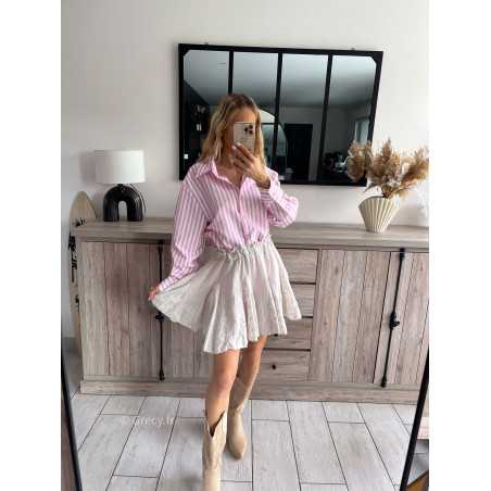 chemise blouse rayé rose rayures été printemps 2024 mode grecy tenue ootd outfit look