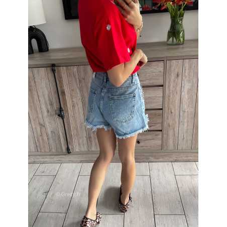 short en jean strass Denim Coachella outfit tendance mode printemps été 2024 grecy