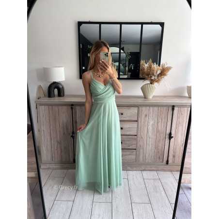 Robe soirée verte longue sale