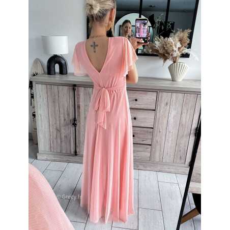 robe longue cérémonie rose clair pastel mariage baptême printemps été 2024 mode look ootd outfit grecy