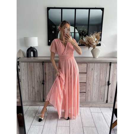 robe longue cérémonie rose clair pastel mariage baptême printemps été 2024 mode look ootd outfit grecy