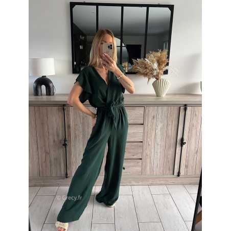 combinaison fluide vert sapin cérémonie tendance grecy été 2024 outfit ootd look