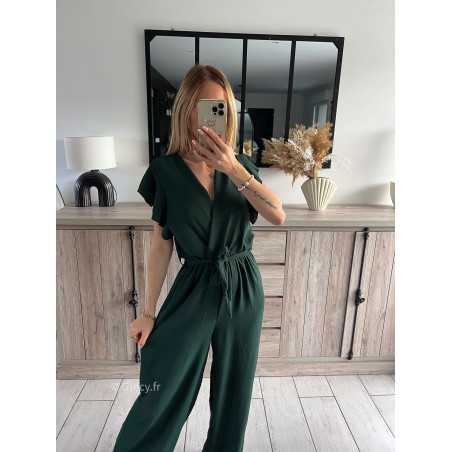 combinaison fluide vert sapin cérémonie tendance grecy été 2024 outfit ootd look