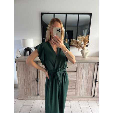 combinaison fluide vert sapin cérémonie tendance grecy été 2024 outfit ootd look