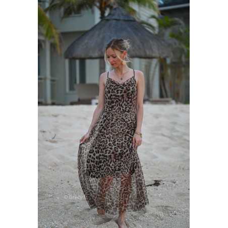 robe longue leopard zara dos ouvert bretelles mode ootd look printemps été 2024 plage