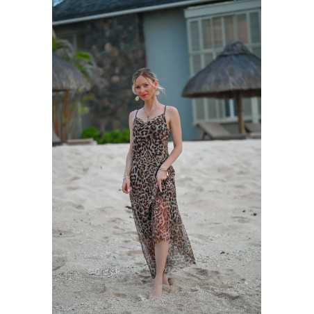 robe longue leopard zara dos ouvert bretelles mode ootd look printemps été 2024 plage