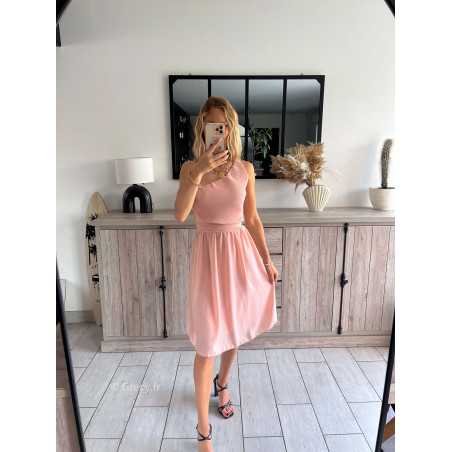 robe cérémonie rose clair une bretelle asymétrique plissé grecy mode ootd outfit look printemps été 2024