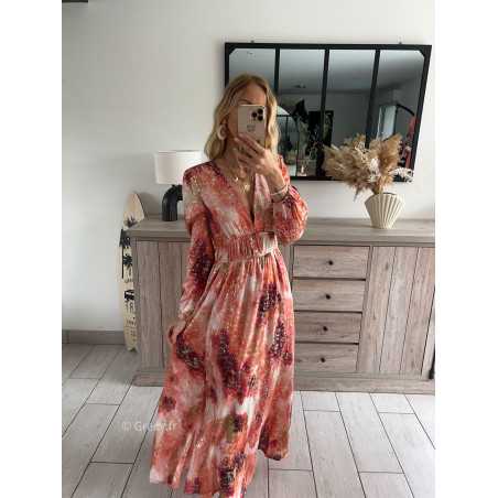 robe longue cérémonie rose terracotta dorée gold mariage été Summer 2024 mode tendance grecy look