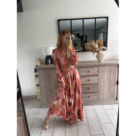 robe longue cérémonie rose terracotta dorée gold mariage été Summer 2024 mode tendance grecy look