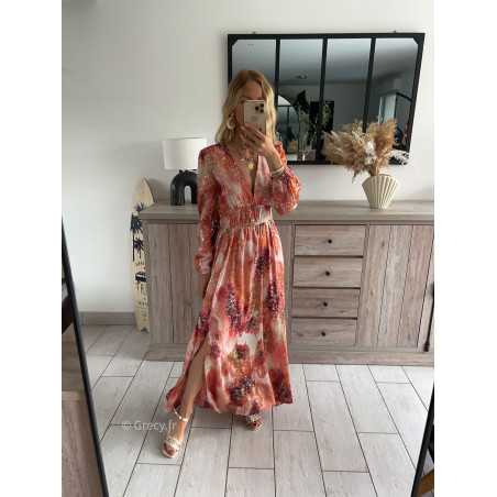 robe longue cérémonie rose terracotta dorée gold mariage été Summer 2024 mode tendance grecy look