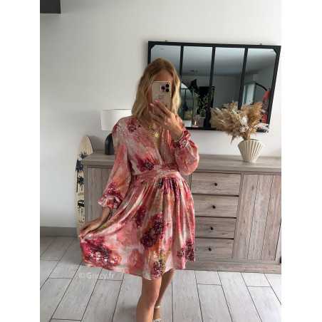 robe courte cérémonie rose terracotta dorée gold manches longues mariage été Summer 2024 mode tendance grecy look