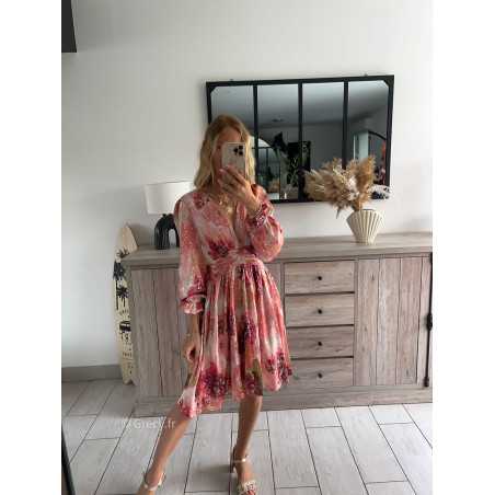 robe courte cérémonie rose terracotta dorée gold manches longues mariage été Summer 2024 mode tendance grecy look