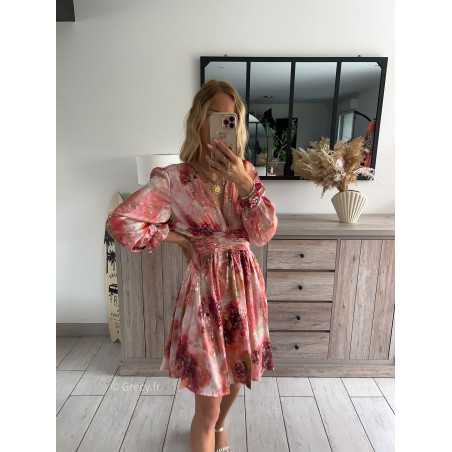 robe courte cérémonie rose terracotta dorée gold manches longues mariage été Summer 2024 mode tendance grecy look